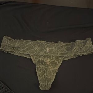 Victoria's Secret Dark Green Lace Thong